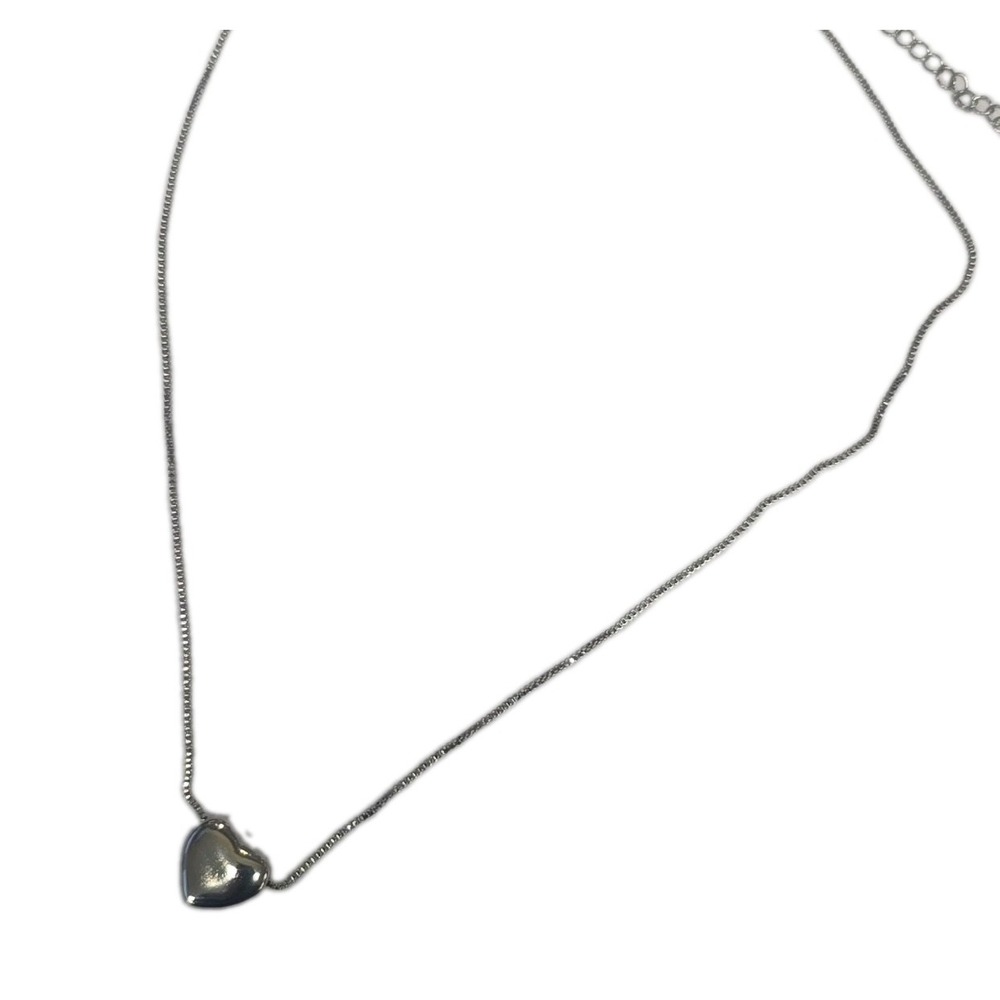925 Sterling Silver Puff Heart Pendant Necklace